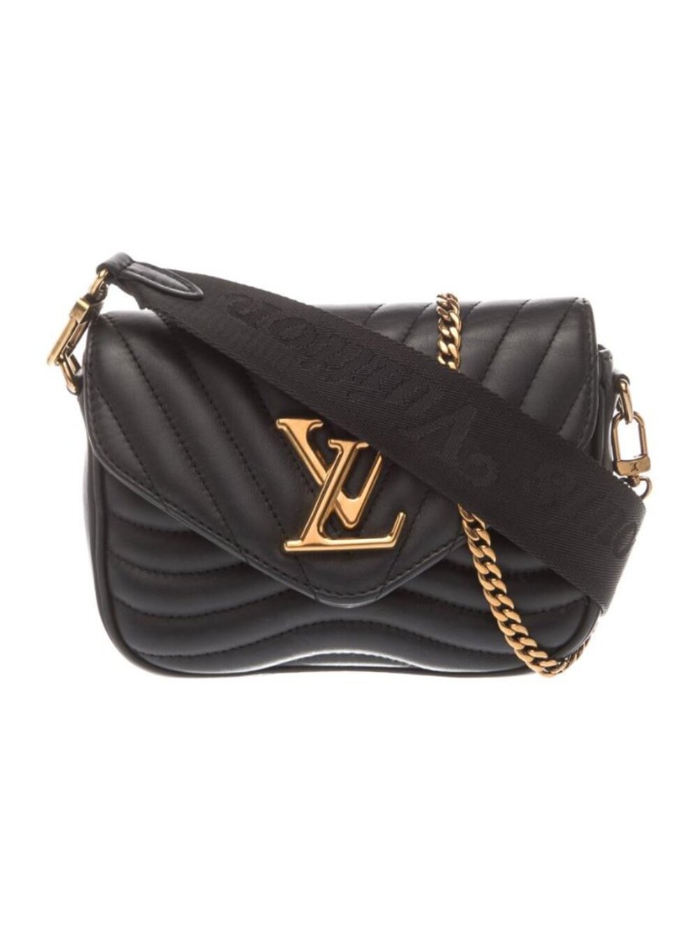 Louis Vuitton New Wave Multi Pochette Black Leather Crossbody Chain Bag